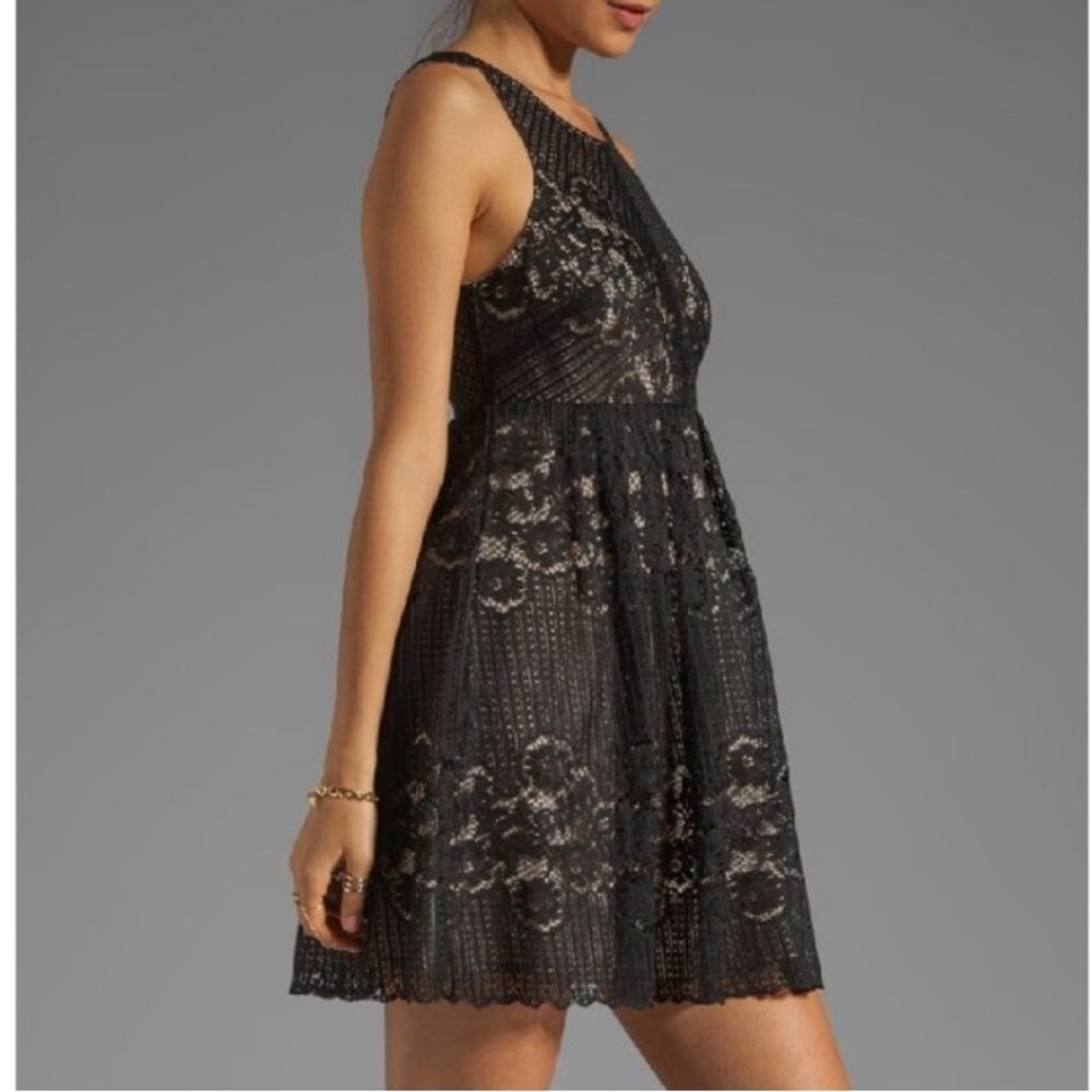 Free People Black Lace Rocco Babydoll Sleeveless Sexy BlackDress Women's Size 2